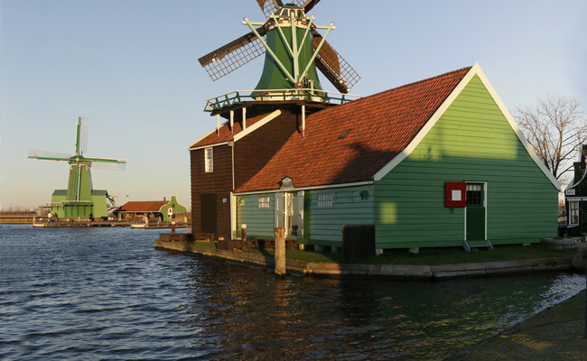 làng zaanse schans - cối xay gió De Huisman