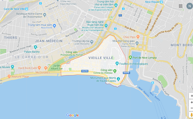 phố cổ vieux nice - vị trí