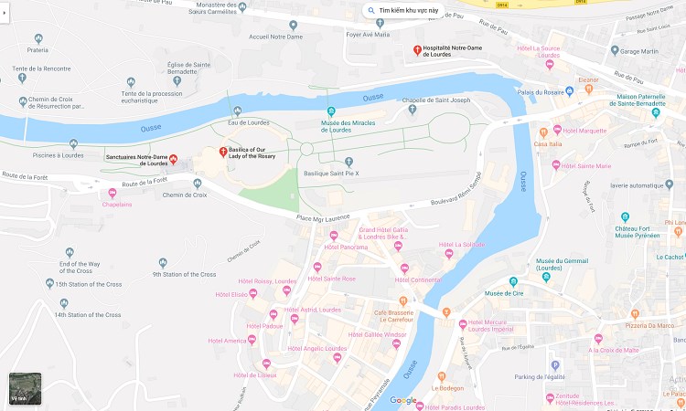 Trị trí nhà thờ nhìn từ Google Maps